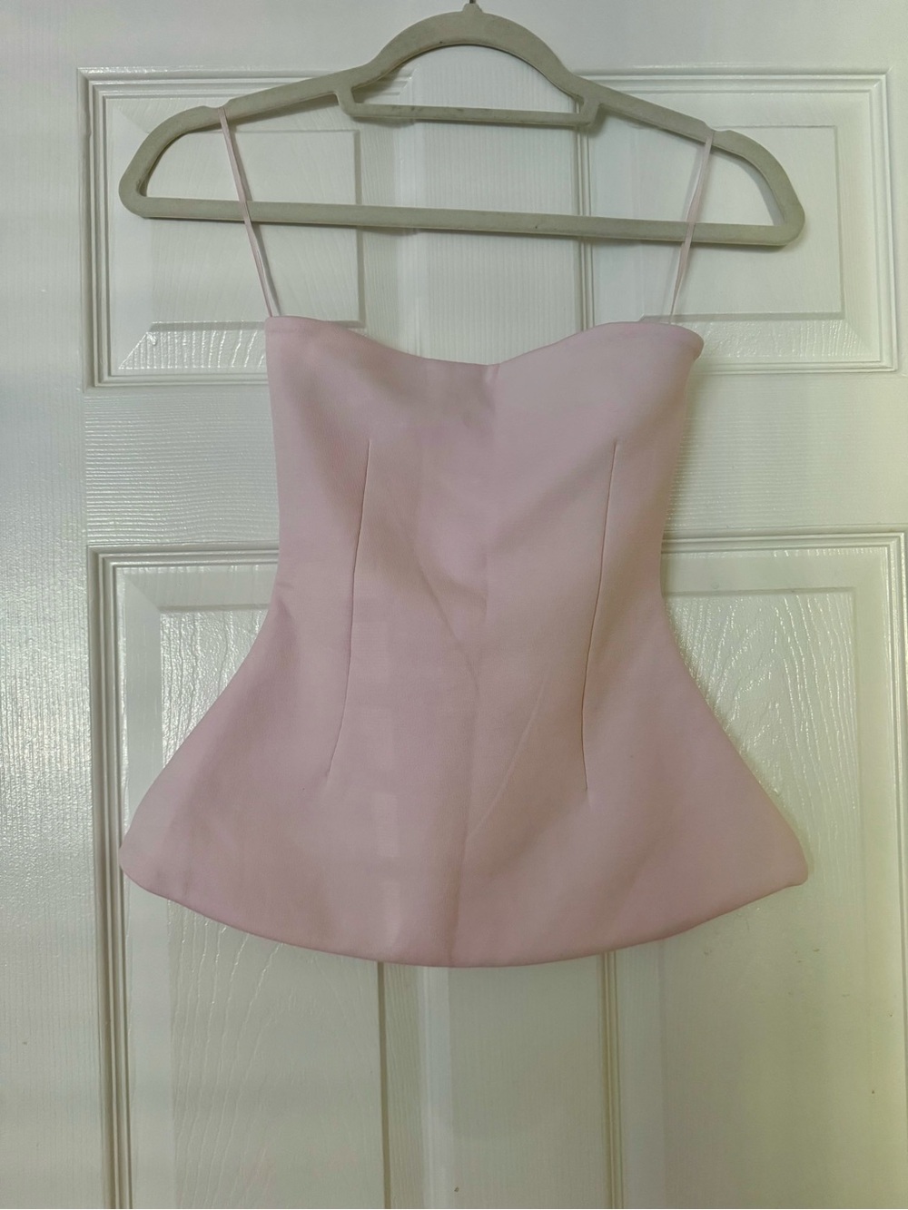 Zara Pale Pink Peplum Strap Detail Top